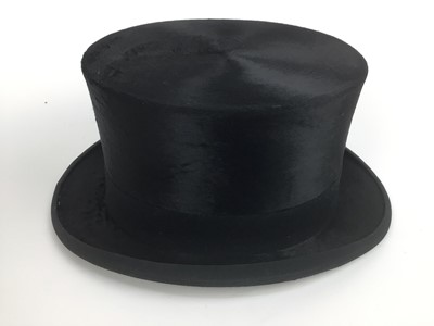 Lot 1961 - Locke & Co vintage bowler hat, together with two boxed top hats, all size 7 1/2.