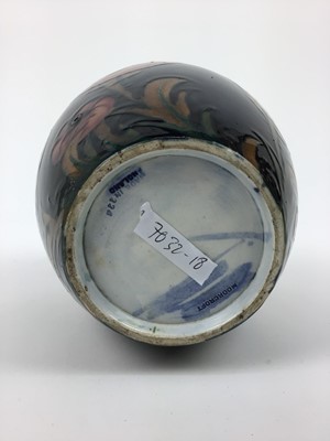 Lot 18 - Moorcroft pewter mounted biscuit barrel decorated in the poppy pattern on blue and green ground