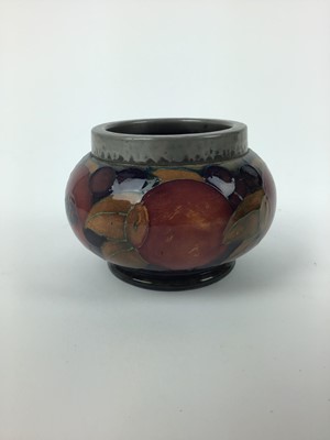 Lot 19 - Group of Moorcroft pomegranate pewter mounted tablewares - teapot, milk jug, Tarza, rosebowl