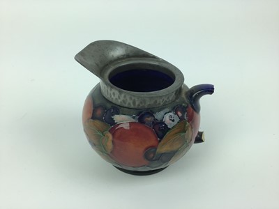 Lot 19 - Group of Moorcroft pomegranate pewter mounted tablewares - teapot, milk jug, Tarza, rosebowl