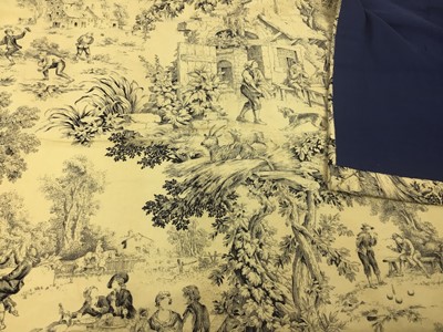 Lot 1772 - French toile throw, two pillow cases and fabric