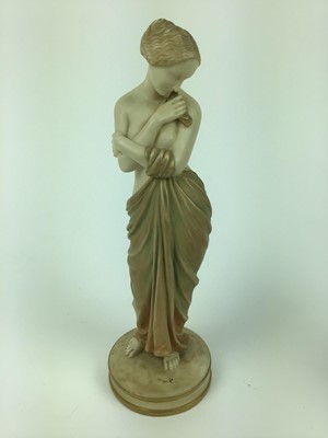 Lot 22 - Pair of Royal Worcester Blush ivory semi clad female figures