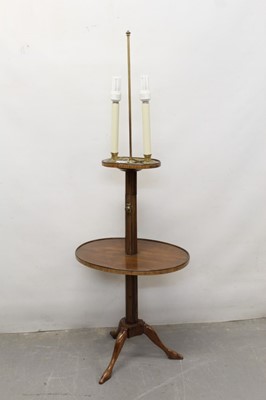 Lot 876 - 19th century Continental kingwood adjustable candle what-not, adapted for electricity