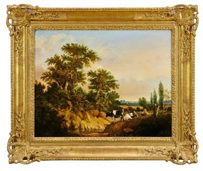 Lot 559 - Andre De Moller (b.1942) oil on canvas - cattle and herder in landscape, signed, in good gilt frame