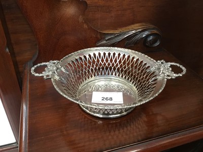 Lot 268 - George V silver two handled bon bon dish with pierced borders (Birmingham 1911)