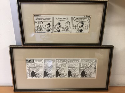 Lot 150 - Group of framed cartoons to include Peanuts, Alex, Annie Tempest, Garfield and others (22)