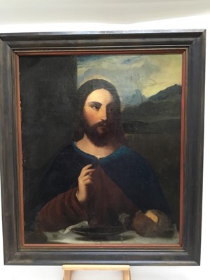 Lot 160 - 18th century Italian School oil on canvas - portrait of Christ, framed, 73cm x p61cm