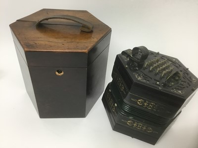 Lot 140 - Late 19th century concertina by George Case for Boosey & Co, in original rosewood box