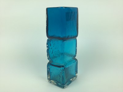 Lot 1 - Whitefriars kingfisher blue drunken bricklayer vase, designed by Geoffrey Baxter, 21cm high
