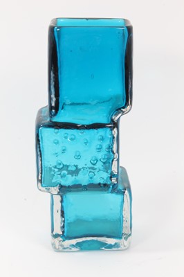 Lot 1 - Whitefriars kingfisher blue drunken bricklayer vase, designed by Geoffrey Baxter, 21cm high