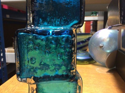 Lot 1 - Whitefriars kingfisher blue drunken bricklayer vase, designed by Geoffrey Baxter, 21cm high
