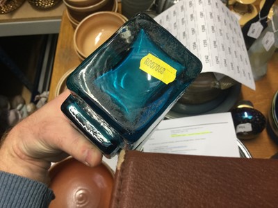Lot 1 - Whitefriars kingfisher blue drunken bricklayer vase, designed by Geoffrey Baxter, 21cm high