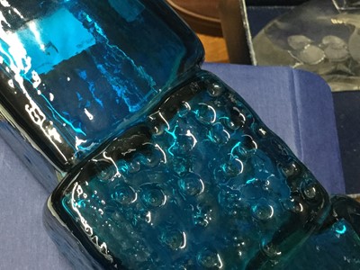 Lot 1 - Whitefriars kingfisher blue drunken bricklayer vase, designed by Geoffrey Baxter, 21cm high