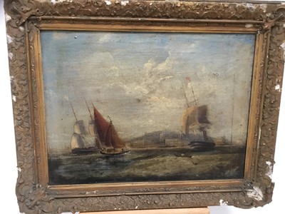 Lot 218 - English School, 19th century, oil on canvas - Ships off the coast
