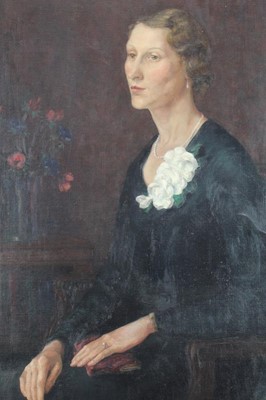 Lot 112 - Miss Varley, 20th century oil on canvas - portrait of a lady, signed, in gilt frame