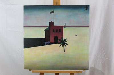 Lot 29 - Ron Sims (1944-2014) oil on board - Dessert Nativity c.1966