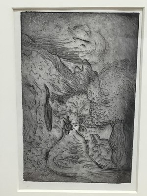 Lot 79 - Richard Heseltine (1914-2012) etching - Italian landscape with a figure on a donkey, in glazed frame, 19cm x 12.5cm
