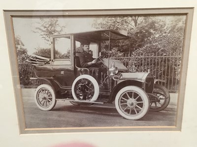 Lot 187 - Early Motoring interest- black and white photograph of a chauffeur in a Napier, framed, 16.5cm x 21.5cm