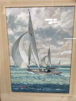 Lot 214 - Christopher Glanville (b. 1948) gouache - Yachting scene