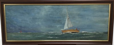 Lot 57 - Mike Peyton (20th century) oil on board, Marine scene