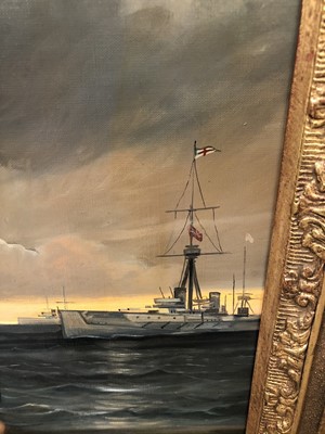 Lot 964 - Andre De Moller (b.1942) oil on canvas - portrait of Lt. David Beatty, R.N., signed, further signed and titled verso, in good gilt frame, 77cm x 67cm