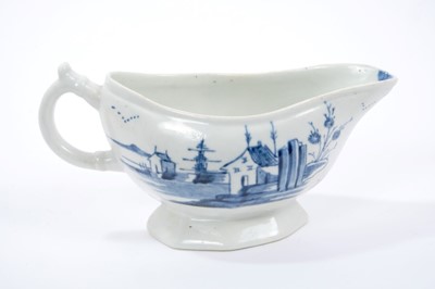 Lot 6 - Rare Longton Hall blue and white sauceboat