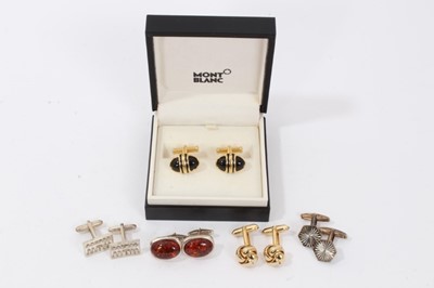 Lot 100 - Pair Mont Blanc cufflinks in box and other cufflinks
