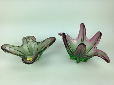 Lot 600 - Two 1950s Murano free form glass bowls