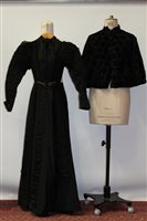 Lot 3100 - Ladies' black silk Victorian dress - boned and...