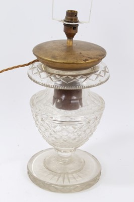 Lot 113 - Good quality cut glass vase with lamp fitting