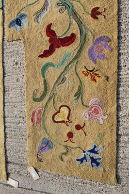 Lot 1390 - Two yellow ground embroidered rugs