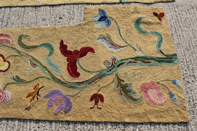 Lot 1390 - Two yellow ground embroidered rugs
