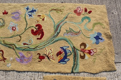 Lot 1390 - Two yellow ground embroidered rugs