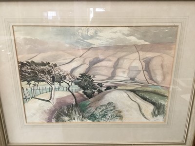 Lot 1050 - *John Northcote Nash (1893-1977) watercolour in glazed frame - 'Edale, Derbyshire', titled verso, Phoenix Gallery label, signed in pencil, 34cm x 50cm
