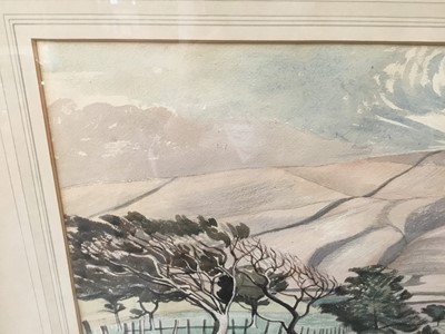 Lot 1050 - *John Northcote Nash (1893-1977) watercolour in glazed frame - 'Edale, Derbyshire', titled verso, Phoenix Gallery label, signed in pencil, 34cm x 50cm