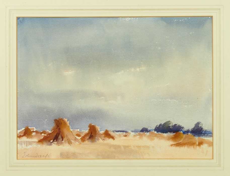 Lot 1051 - *Edward Brian Seago (1910-1974) - watercolour- 'Cornfield after rain, Ponza' 27cm x 37cm