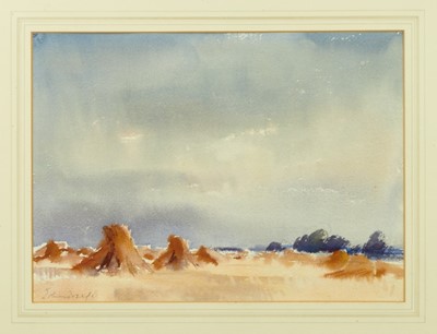 Lot 1051 - *Edward Brian Seago (1910-1974) - watercolour- 'Cornfield after rain, Ponza' 27cm x 37cm