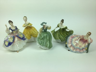 Lot 191 - Five Royal Doulton figures - Christine HN2792, The Last Waltz HN2315, Buttercup HN2309, Pauline HN2441 and Lynne HN2329