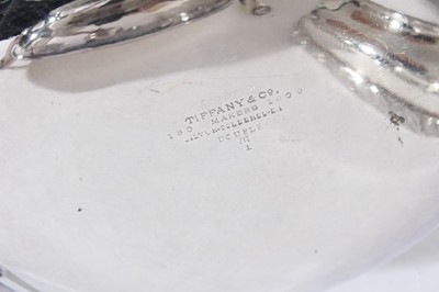 Lot 147 - Early 20th century American silver plated warming dish with ivory handle, push fit cover with ivory ball finial, two handled water container, on stand with integral burner