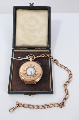 Lot 162 - 9ct gold pocket watch on 9ct gold  chain