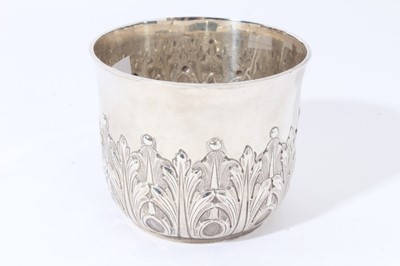 Lot 2 - Victorian Britannia silver sugar bowl in the form of a Queen Anne style porringer, with flared rim and decorated