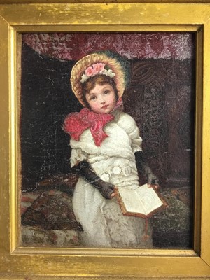 Lot 259 - Manner of John Everett Millais - Portrait of.young girl reading