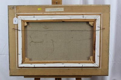 Lot 1101 - *Clive Madgwick, acrylic on canvas, figure and dogs before a farmhouse