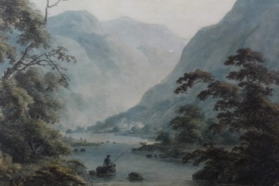 Lot 115 - English School, late 18th century watercolour, extensive landscape