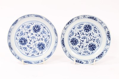 Lot 4 - Pair of Chinese Guangxu blue and white saucer dishes