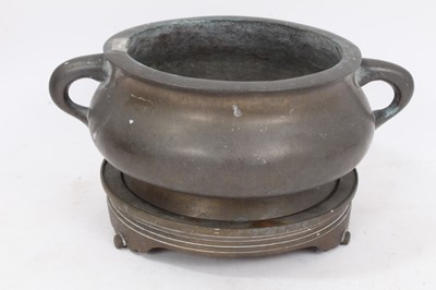 Lot 158 - Chinese bronze censor on stand