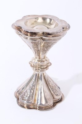 Lot 27 - Livery Company Interest- fine Edwardian silver table salt of hour glass form, a copy of the 16th century original in possession of the Worshipful Company of Ironmongers