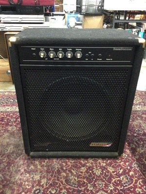 Lot 815 - Carlsbro Bass Bomber amplifier together with a small Squier practise amp
