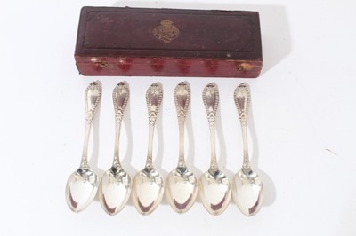 Lot 73 - Set of six Victorian Glasgow silver spoons in original leather covered box