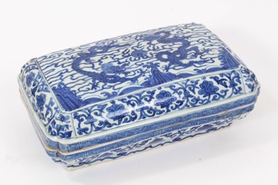 Lot 1 - Chinese blue and white ‘Dragon’ box and cover, Wanli six-character mark